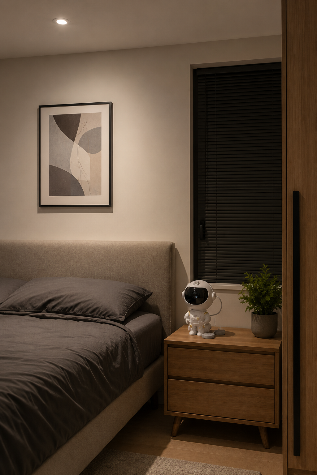 Chambre normale avant projecteur galaxie